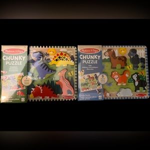 Melissa & Doug Puzzles Dinosaur and Pets Wooden Chunky Puzzles 2+ Years Old New